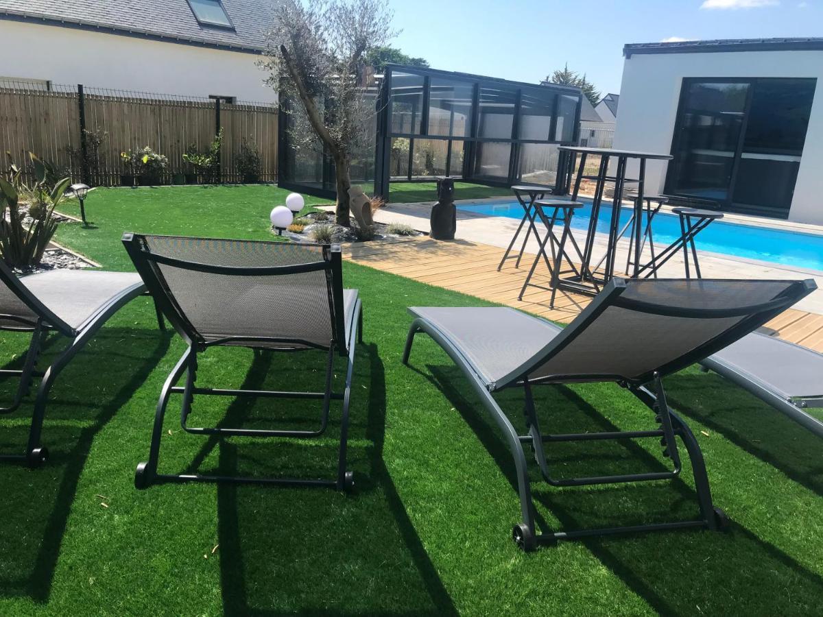 Maison 10 Pers En Bord De Mer Avec Piscine Chauffee Toute L'Annee, Spa Et Hamman Surzur Exteriér fotografie