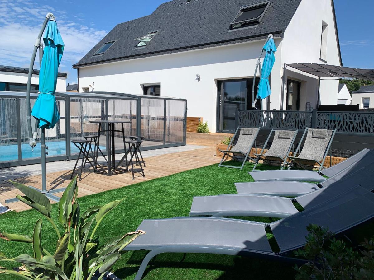 Maison 10 Pers En Bord De Mer Avec Piscine Chauffee Toute L'Annee, Spa Et Hamman Surzur Exteriér fotografie